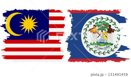 Belize and Malaysia grunge flags connection vector 131491459