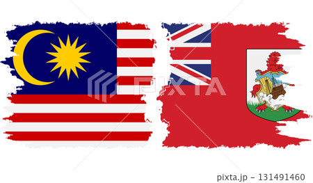 Bermuda and Malaysia grunge flags connection vector 131491460