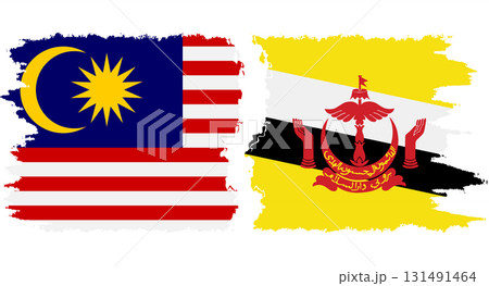 Brunei and Malaysia grunge flags connection vector 131491464