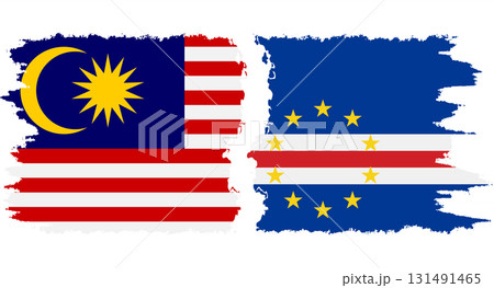 Cape Verde and Malaysia grunge flags connection vector 131491465