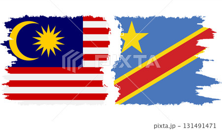 Congo - Kinshasa and Malaysia grunge flags connection vector 131491471