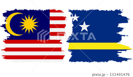 Curacao and Malaysia grunge flags connection vector 131491476
