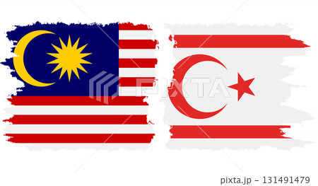 Turkish Republic of Northern Cyprus and Malaysia grunge flags conne 131491479