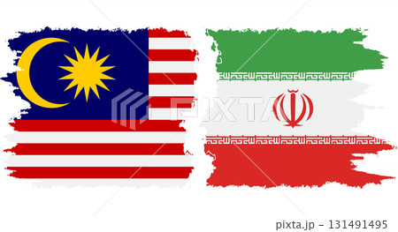Iran and Malaysia grunge flags connection vector 131491495