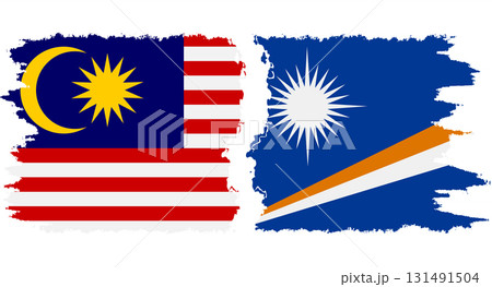 Marshall Islands and Malaysia grunge flags connection vector Marshall Islands and Malaysia grunge flags connection vector 131491504