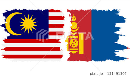 Mongolia and Malaysia grunge flags connection vector 131491505