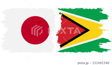 Guyana and Japan grunge flags connection vector 131491540