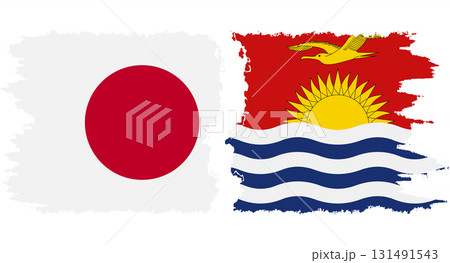 Kiribati and Japan grunge flags connection vector 131491543