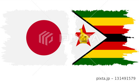 Zimbabwe and Japan grunge flags connection vector 131491579