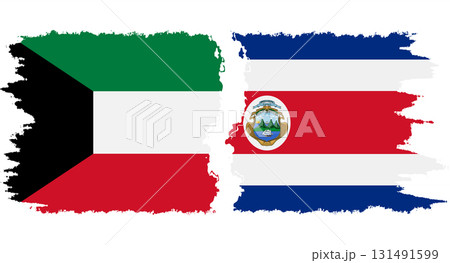 Costa Rica and Kuwait grunge flags connection vector Costa Rica and Kuwait grunge flags connection vector 131491599