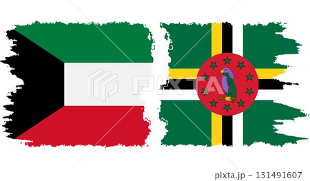 Dominica and Kuwait grunge flags connection vector 131491607