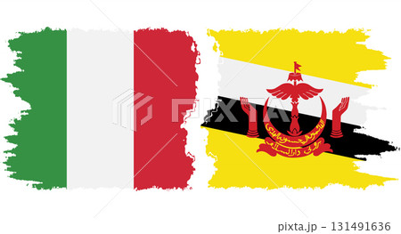 Brunei and Italy grunge flags connection vector 131491636