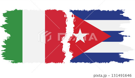 Cuba and Italy grunge flags connection vector 131491646