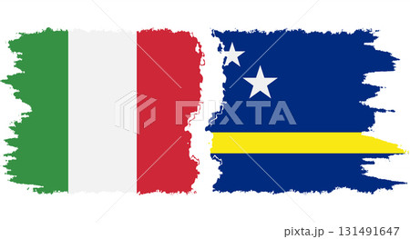 Curacao and Italy grunge flags connection vector 131491647