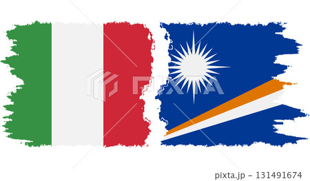 Marshall Islands and Italy grunge flags connection vector 131491674