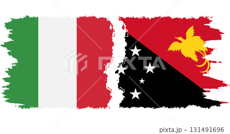 Papua New Guinea and Italy grunge flags connection vector 131491696