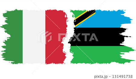 Zanzibar and Italy grunge flags connection vector 131491738
