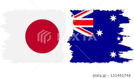 Australia and Japan grunge flags connection vector 131491748