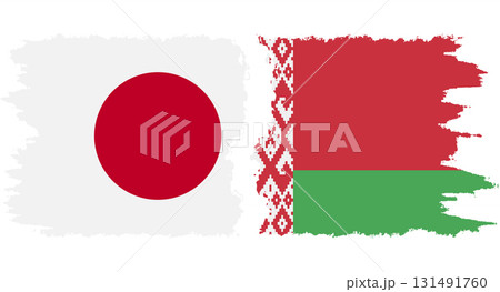 Belarusian and Japan grunge flags connection vector 131491760