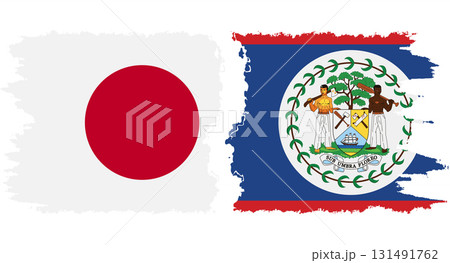 Belize and Japan grunge flags connection vector 131491762