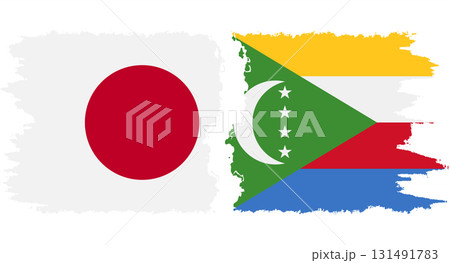 Comoros and Japan grunge flags connection vector 131491783