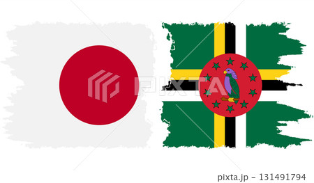 Dominica and Japan grunge flags connection vector 131491794