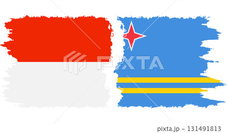 Aruba and Indonesia grunge flags connection vector Aruba and Indonesia grunge flags connection vector 131491813