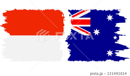 Australia and Indonesia grunge flags connection vector Australia and Indonesia grunge flags connection vector 131491814