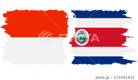 Costa Rica and Indonesia grunge flags connection vector 131491832
