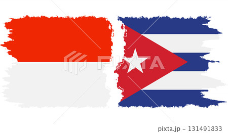 Cuba and Indonesia grunge flags connection vector 131491833