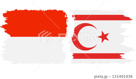 Turkish Republic of Northern Cyprus and Indonesia grunge flags conne 131491836