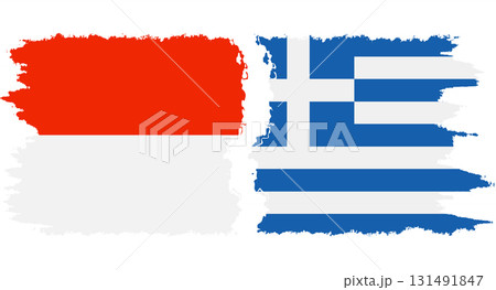 Greece and Indonesia grunge flags connection vector 131491847