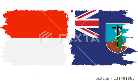 Montserrat and Indonesia grunge flags connection vector 131491865