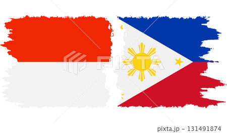 Philippines and Indonesia grunge flags connection vector 131491874