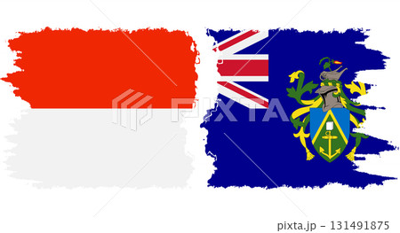 Pitcairn Islands and Indonesia grunge flags connection vector 131491875