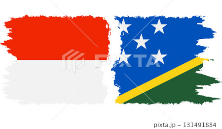 Solomon Islands and Indonesia grunge flags connection vector Solomon Islands and Indonesia grunge flags connection vector 131491884