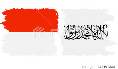 Afghanistan and Indonesia grunge flags connection vector 131491888