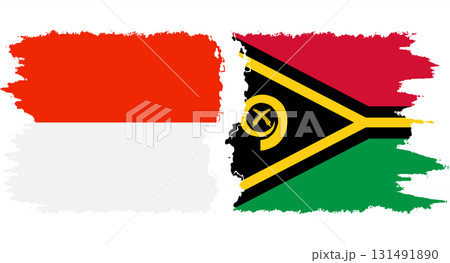 Vanuatu and Indonesia grunge flags connection vector 131491890