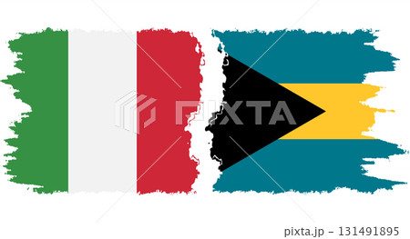 Bahamas and Italy grunge flags connection vector 131491895