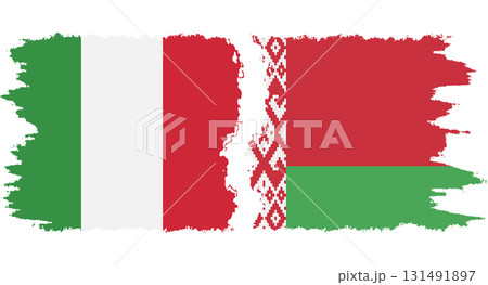 Belarusian and Italy grunge flags connection vector Belarusian and Italy grunge flags connection vector 131491897