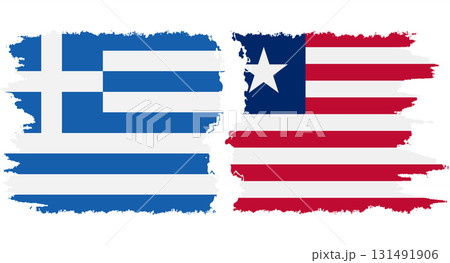 Liberia and Greece grunge flags connection vector Liberia and Greece grunge flags connection vector 131491906