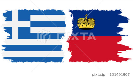 Liechtenstein and Greece grunge flags connection vector 131491907