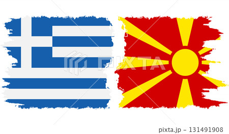 Northern Macedonia and Greece grunge flags connection vector 131491908