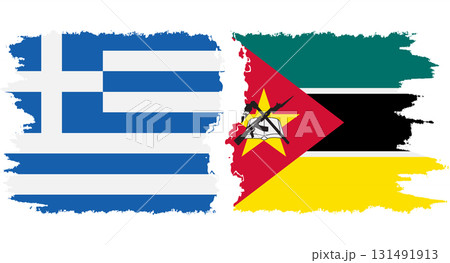 Mozambique and Greece grunge flags connection vector 131491913