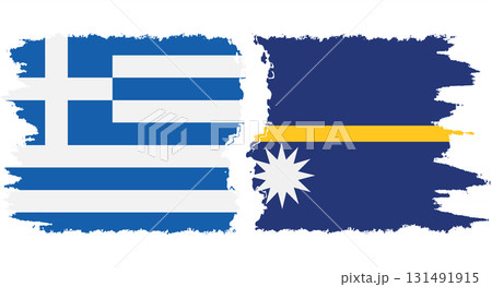 Nauru and Greece grunge flags connection vector 131491915