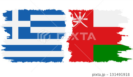 Oman and Greece grunge flags connection vector Oman and Greece grunge flags connection vector 131491918