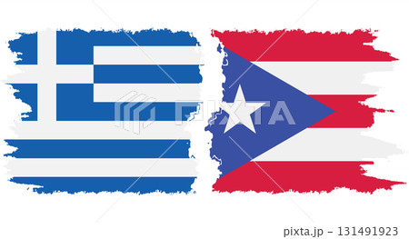 Puerto Rico and Greece grunge flags connection vector 131491923