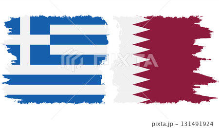 Qatar and Greece grunge flags connection vector 131491924