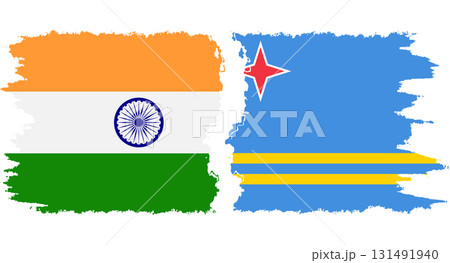 Aruba and India grunge flags connection vector 131491940