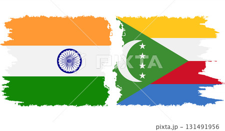 Comoros and India grunge flags connection vector Comoros and India grunge flags connection vector 131491956